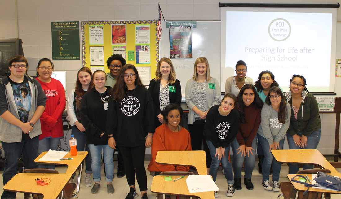 Pelham High School students with the presenters from the Foundation. 